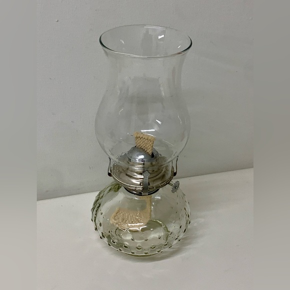 Mid Century Vintage Clear Glass Hobnail Oil Gas Lamp Lantern - Picture 14 of 16